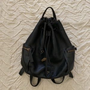FOSSIL LEATHER BLACK BUCKET BACKPACK
